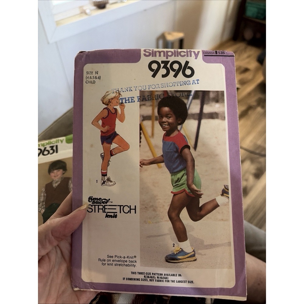 VTG Simplicity Pattern 9396 Childs' Shorts/Pullover Top/Tank Top Size 4, 5, 6 UC